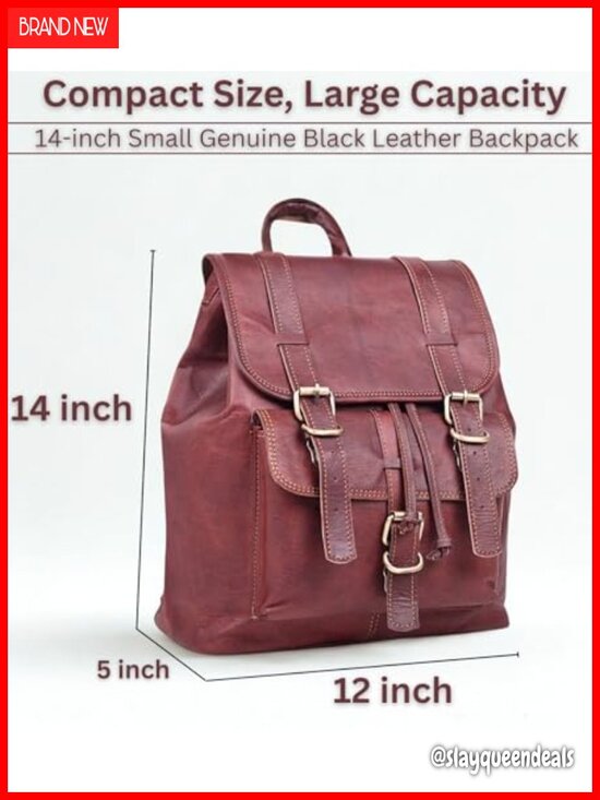 Vintage Genuine Leather Drawstring Rucksack Purse for Women Work Travel